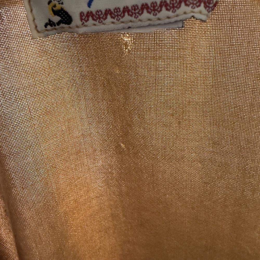 VTG Just Cruising Top Womens L* Yellow Embroidered Tie Back Hippie Boho Festival - Picture 12 of 15